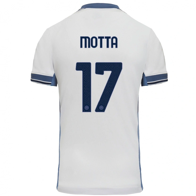 Danxen Niño Camiseta Matteo Motta #17 Blanco Gris 2ª Equipación 2024/25 La Camisa