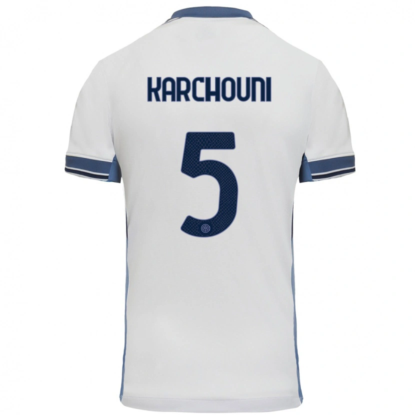 Danxen Niño Camiseta Ghoutia Karchouni #5 Blanco Gris 2ª Equipación 2024/25 La Camisa