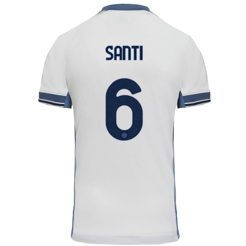 Danxen Niño Camiseta Irene Santi #6 Blanco Gris 2ª Equipación 2024/25 La Camisa