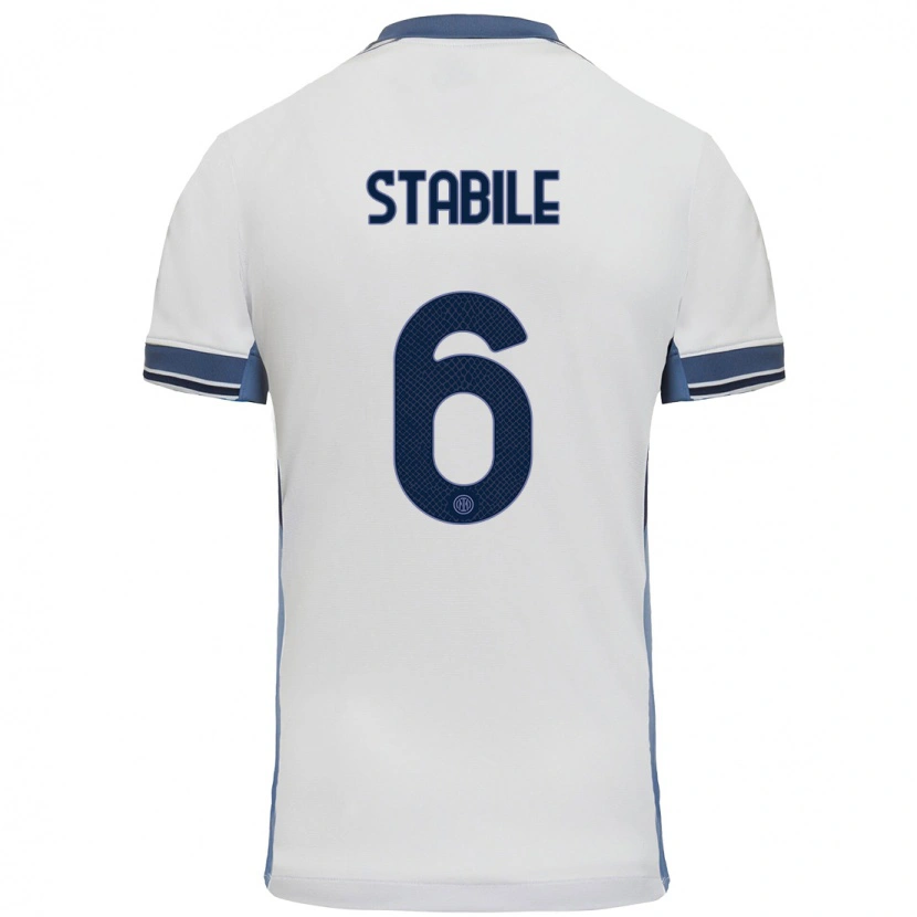 Danxen Niño Camiseta Giacomo Stabile #6 Blanco Gris 2ª Equipación 2024/25 La Camisa