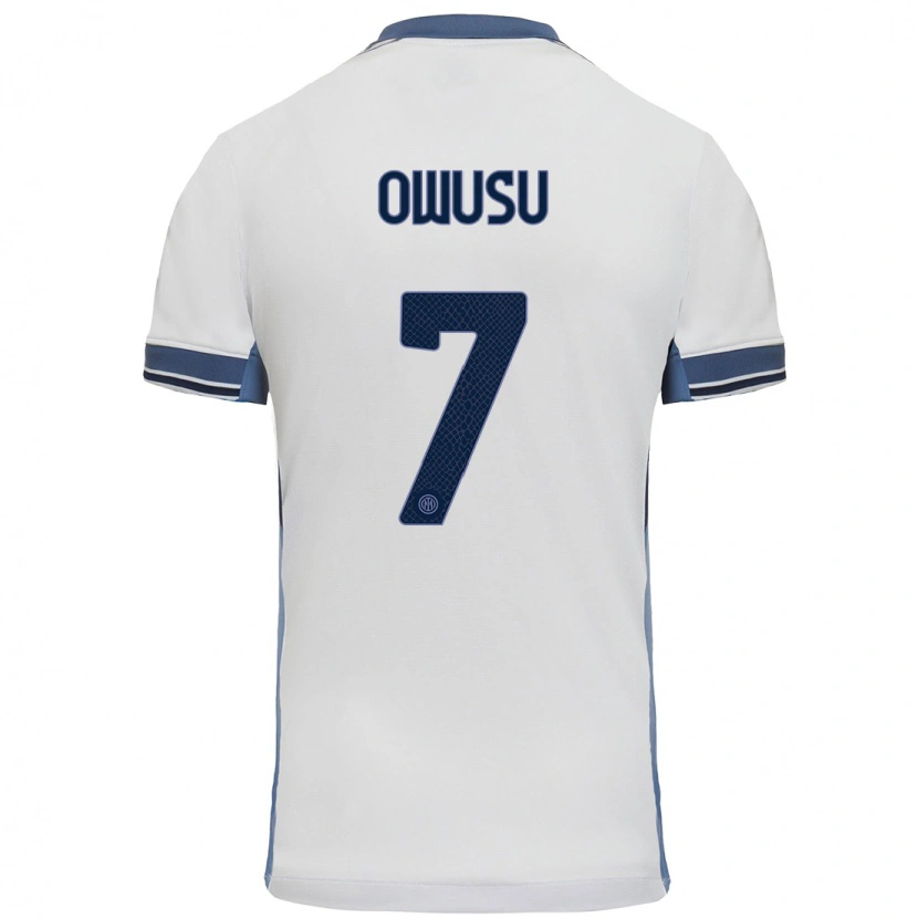 Danxen Niño Camiseta Enoch Owusu #7 Blanco Gris 2ª Equipación 2024/25 La Camisa