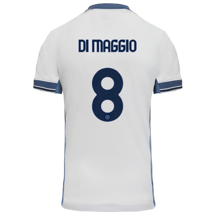 Danxen Niño Camiseta Luca Di Maggio #8 Blanco Gris 2ª Equipación 2024/25 La Camisa