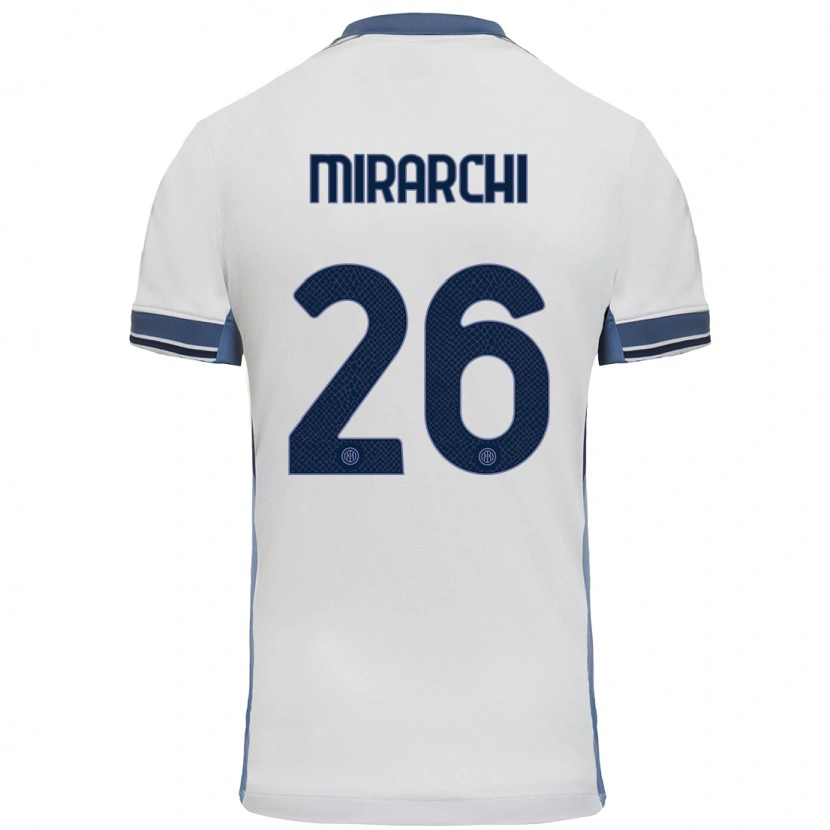 Danxen Niño Camiseta Mattia Mirarchi #26 Blanco Gris 2ª Equipación 2024/25 La Camisa
