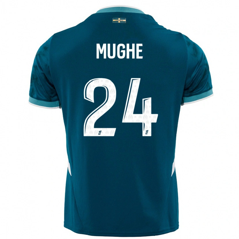 Danxen Niño Camiseta François Mughe #24 Azul Turquesa 2ª Equipación 2024/25 La Camisa