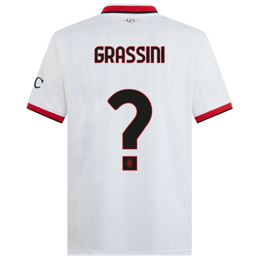 Danxen Niño Camiseta Riccardo Grassini #0 Blanco Negro Rojo 2ª Equipación 2024/25 La Camisa