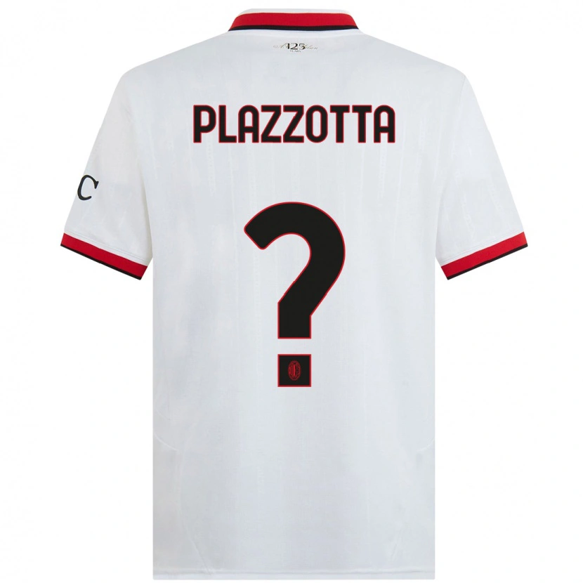 Danxen Niño Camiseta Filippo Plazzotta #0 Blanco Negro Rojo 2ª Equipación 2024/25 La Camisa