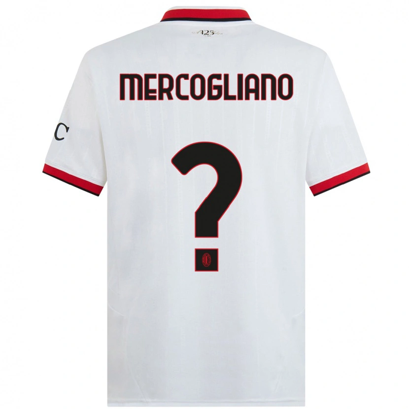 Danxen Niño Camiseta Mattia Mercogliano #0 Blanco Negro Rojo 2ª Equipación 2024/25 La Camisa