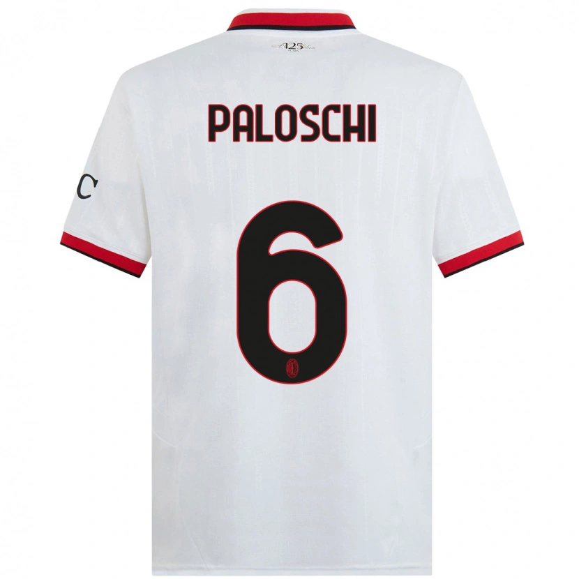 Danxen Niño Camiseta Dorian Paloschi #6 Blanco Negro Rojo 2ª Equipación 2024/25 La Camisa