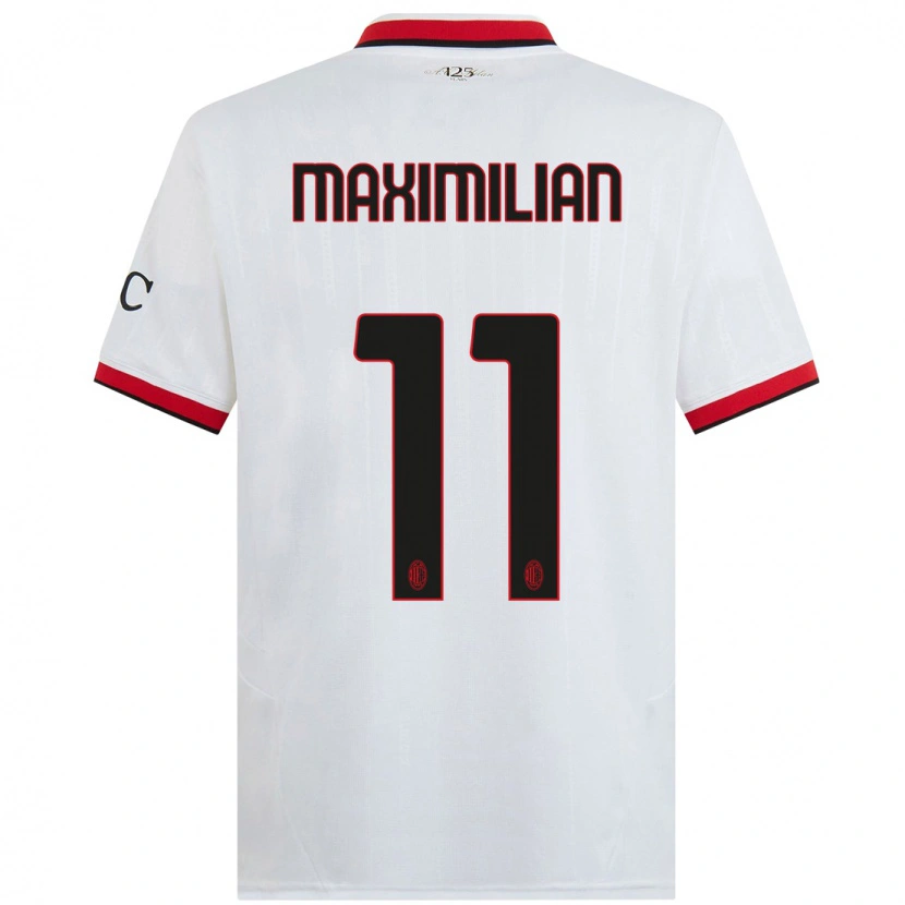 Danxen Niño Camiseta Maximilian Ibrahimović #11 Blanco Negro Rojo 2ª Equipación 2024/25 La Camisa