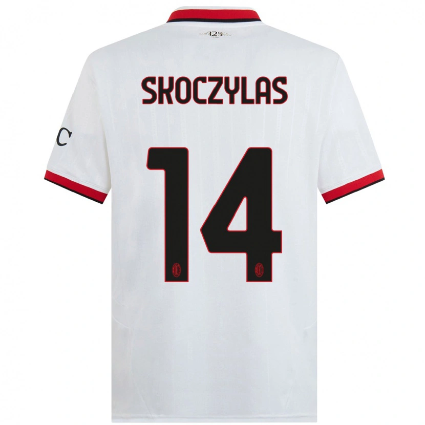 Danxen Niño Camiseta Mateusz Skoczylas #14 Blanco Negro Rojo 2ª Equipación 2024/25 La Camisa