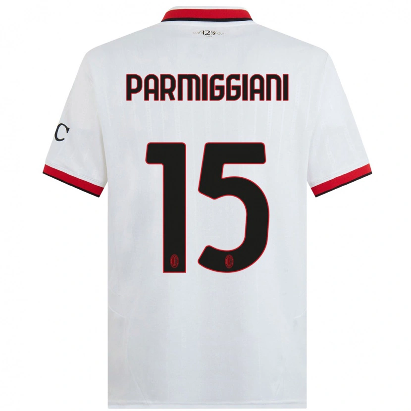 Danxen Niño Camiseta Pietro Parmiggiani #15 Blanco Negro Rojo 2ª Equipación 2024/25 La Camisa