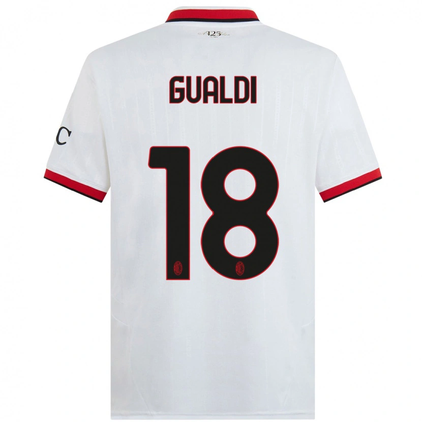 Danxen Niño Camiseta Andrea Gualdi #18 Blanco Negro Rojo 2ª Equipación 2024/25 La Camisa