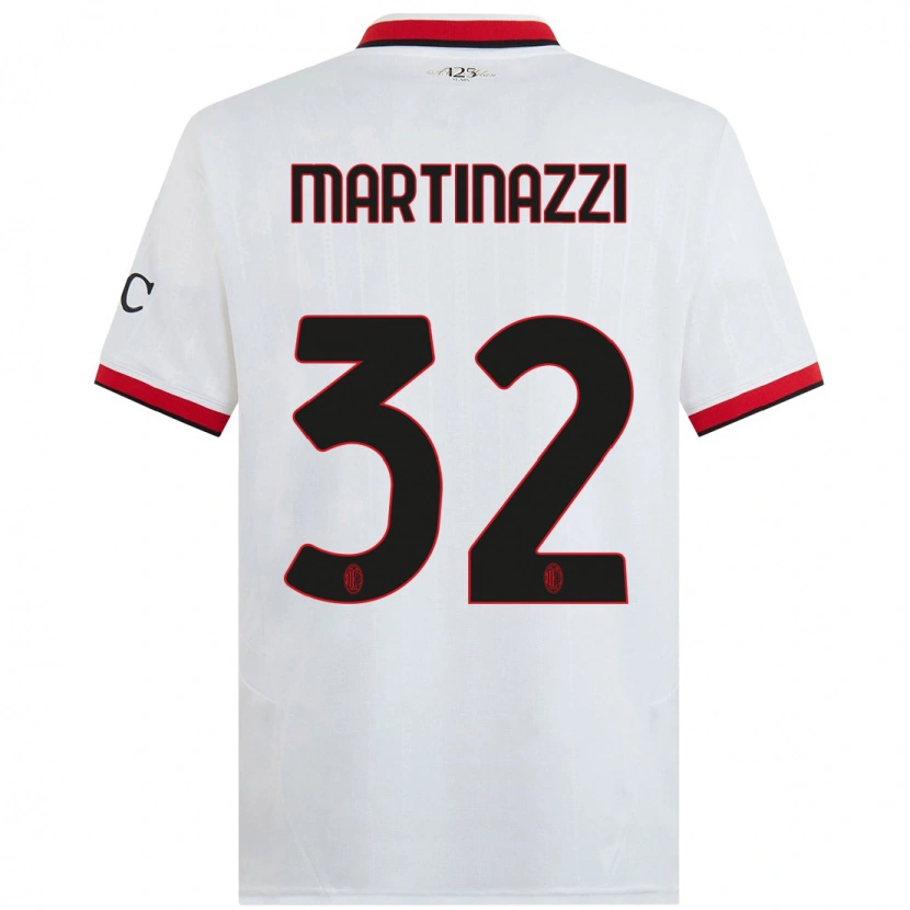 Danxen Niño Camiseta Luca Martinazzi #32 Blanco Negro Rojo 2ª Equipación 2024/25 La Camisa