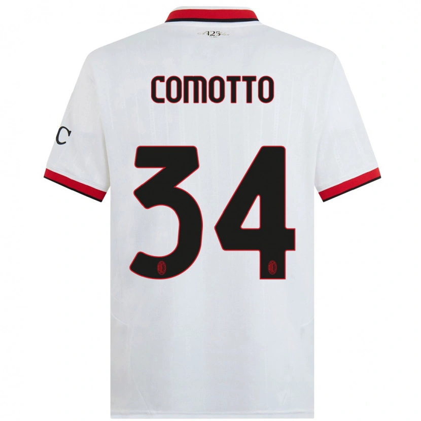Danxen Niño Camiseta Christian Comotto #34 Blanco Negro Rojo 2ª Equipación 2024/25 La Camisa