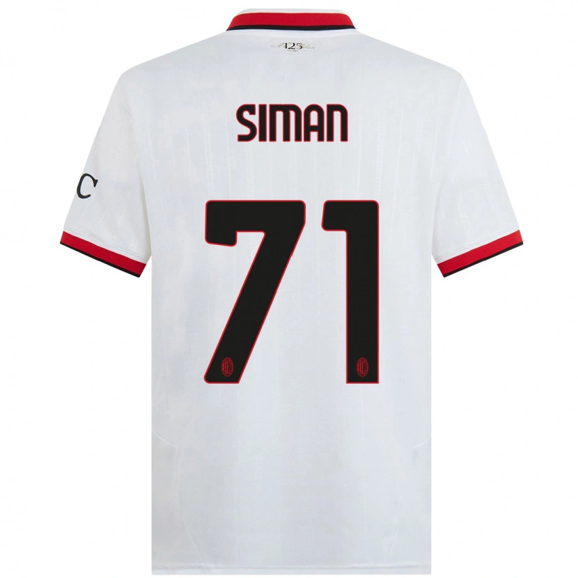 Danxen Niño Camiseta Alexandru Șiman #71 Blanco Negro Rojo 2ª Equipación 2024/25 La Camisa