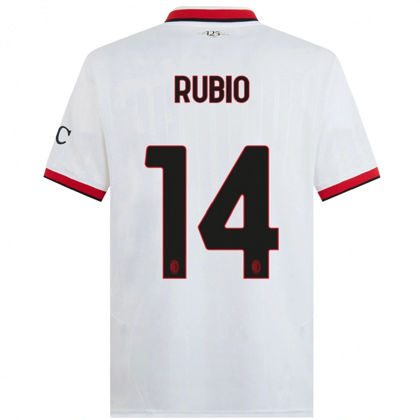 Danxen Niño Camiseta Silvia Rubio #14 Blanco Negro Rojo 2ª Equipación 2024/25 La Camisa