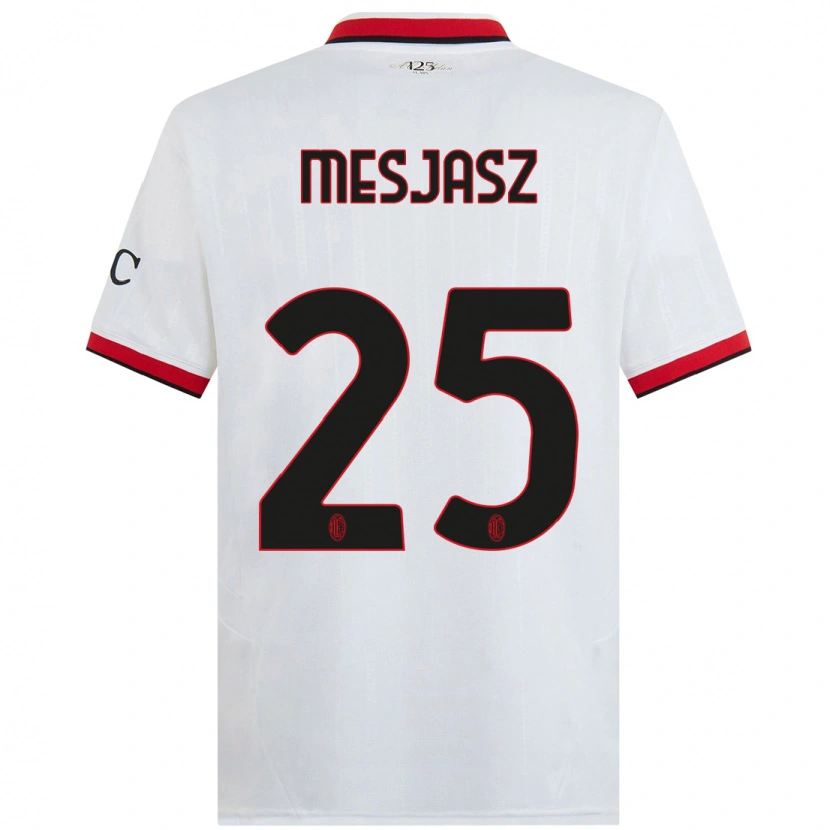 Danxen Niño Camiseta Małgorzata Mesjasz #25 Blanco Negro Rojo 2ª Equipación 2024/25 La Camisa