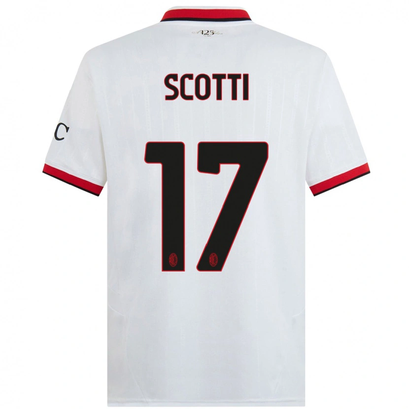 Danxen Niño Camiseta Filippo Scotti #17 Blanco Negro Rojo 2ª Equipación 2024/25 La Camisa