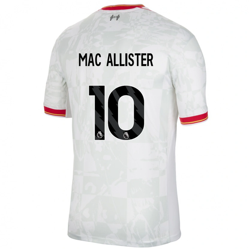 Danxen Niño Camiseta Alexis Mac Allister #10 Blanco Rojo Negro Equipación Tercera 2024/25 La Camisa