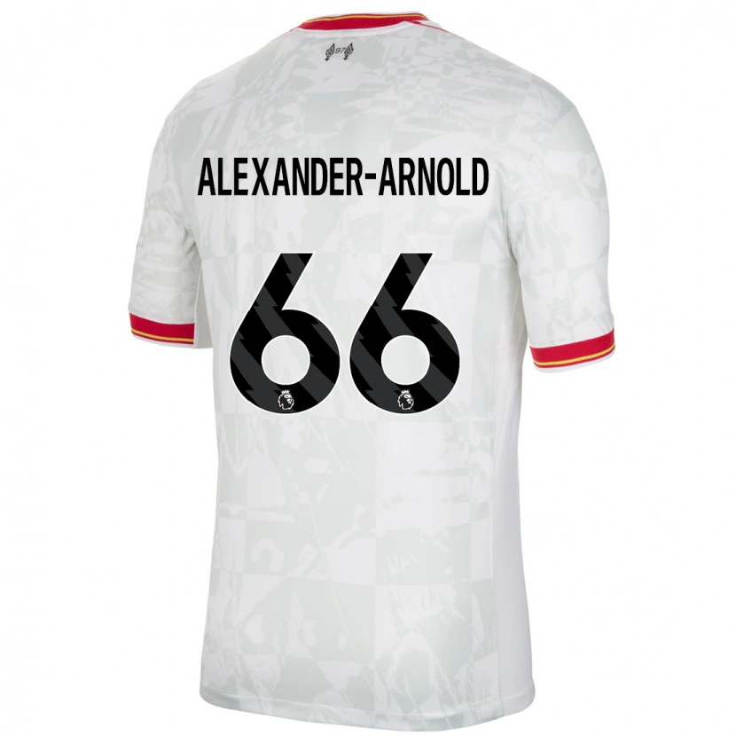 Danxen Niño Camiseta Trent Alexander-Arnold #66 Blanco Rojo Negro Equipación Tercera 2024/25 La Camisa