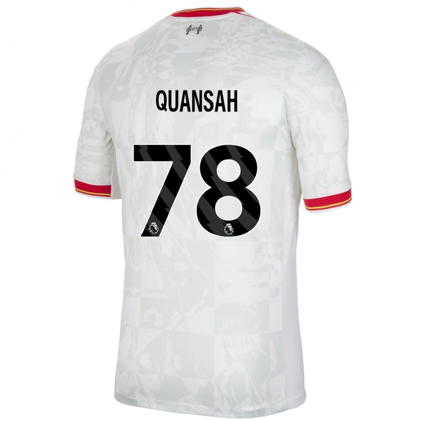 Danxen Niño Camiseta Jarell Quansah #78 Blanco Rojo Negro Equipación Tercera 2024/25 La Camisa