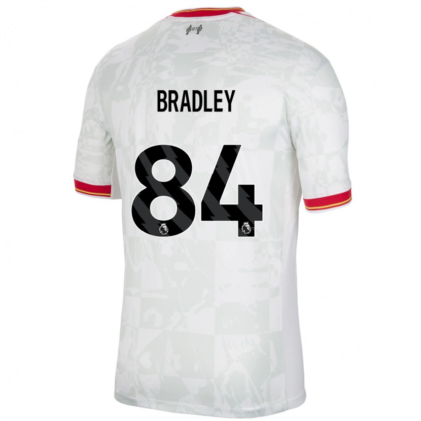 Danxen Niño Camiseta Conor Bradley #84 Blanco Rojo Negro Equipación Tercera 2024/25 La Camisa