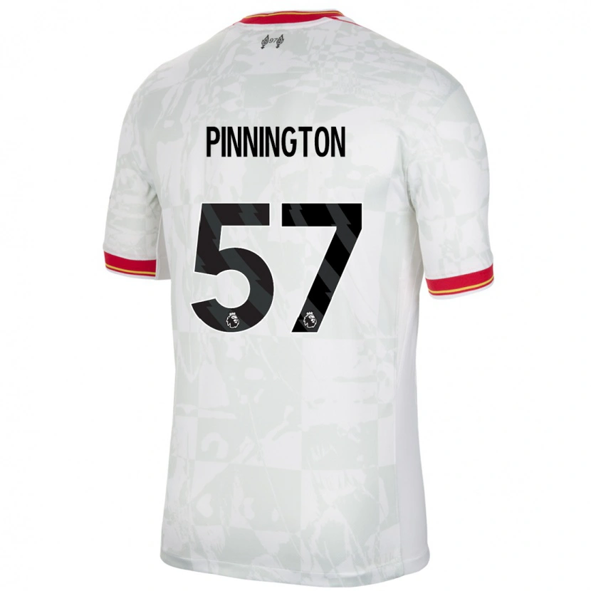 Danxen Niño Camiseta Carter Pinnington #57 Blanco Rojo Negro Equipación Tercera 2024/25 La Camisa