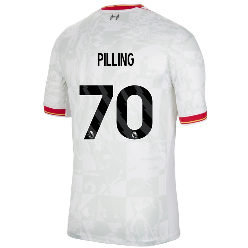 Danxen Niño Camiseta Tommy Pilling #70 Blanco Rojo Negro Equipación Tercera 2024/25 La Camisa