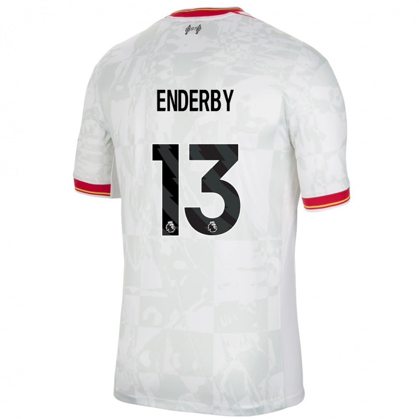 Danxen Niño Camiseta Mia Enderby #13 Blanco Rojo Negro Equipación Tercera 2024/25 La Camisa