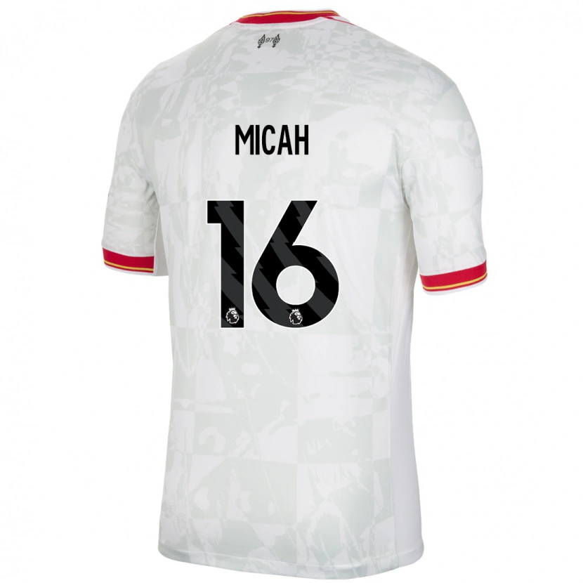 Danxen Niño Camiseta Teagan Micah #16 Blanco Rojo Negro Equipación Tercera 2024/25 La Camisa