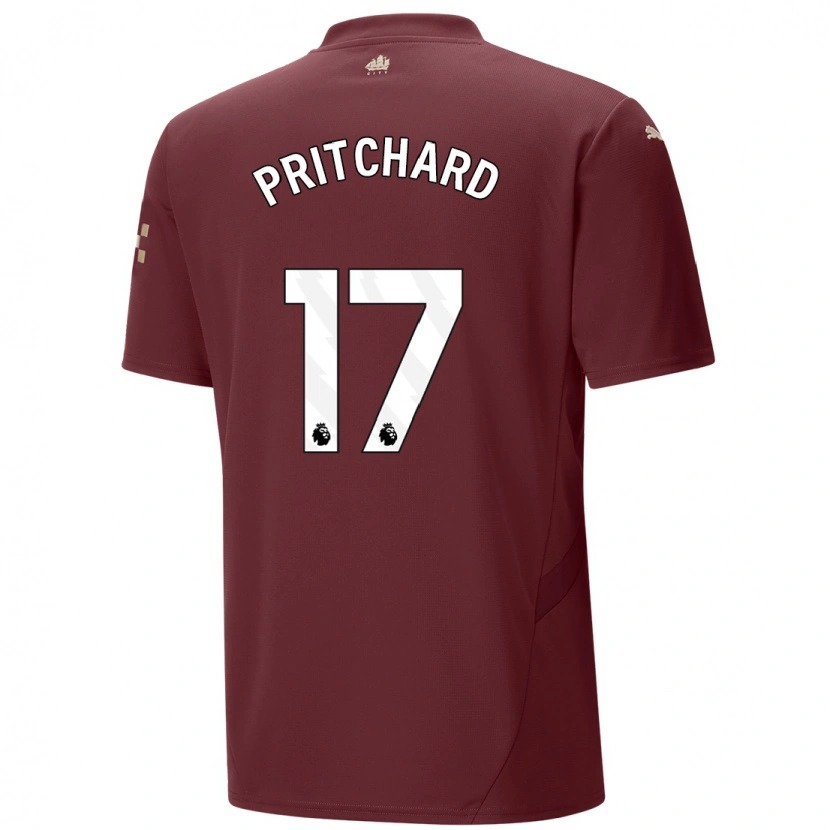 Danxen Niño Camiseta Poppy Pritchard #17 Granate Equipación Tercera 2024/25 La Camisa