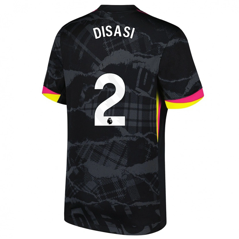 Danxen Niño Camiseta Axel Disasi #2 Negro Rosa Equipación Tercera 2024/25 La Camisa