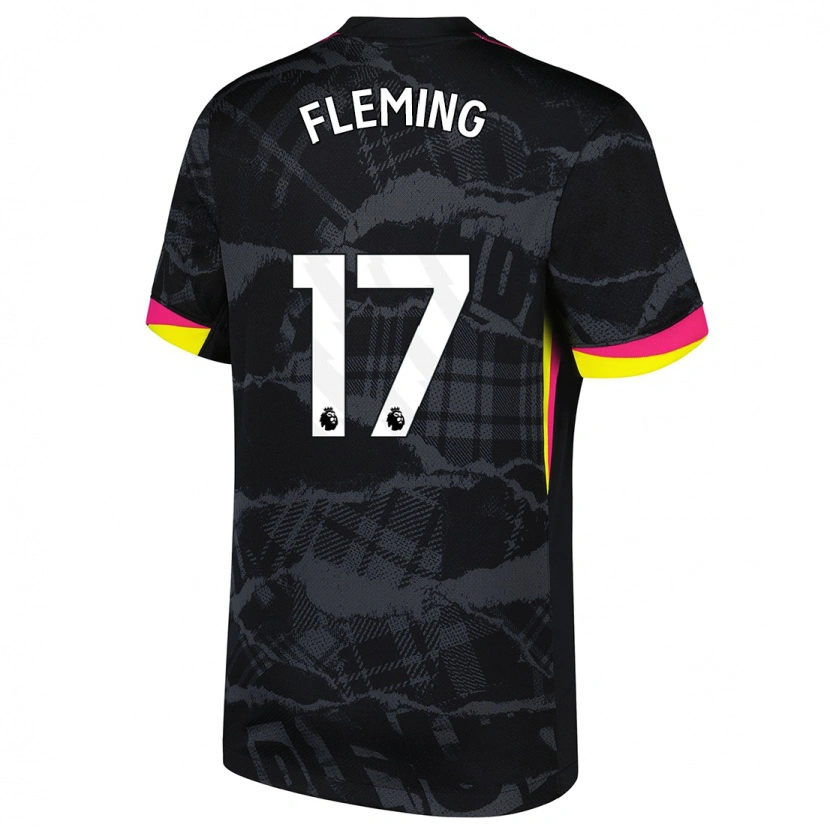 Danxen Niño Camiseta Jessie Fleming #17 Negro Rosa Equipación Tercera 2024/25 La Camisa