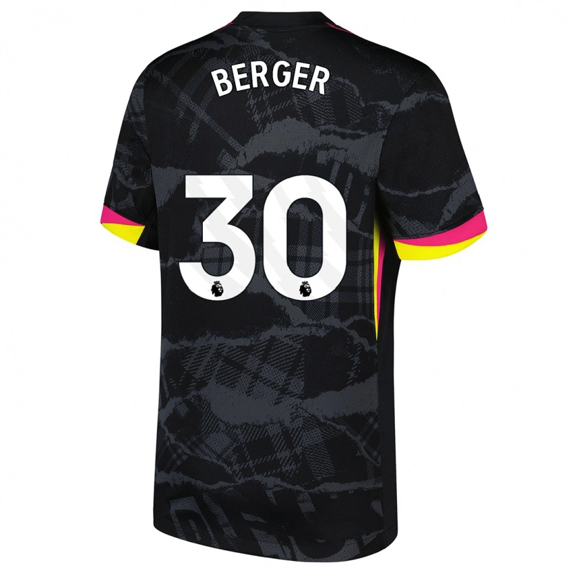 Danxen Niño Camiseta Ann-Katrin Berger #30 Negro Rosa Equipación Tercera 2024/25 La Camisa