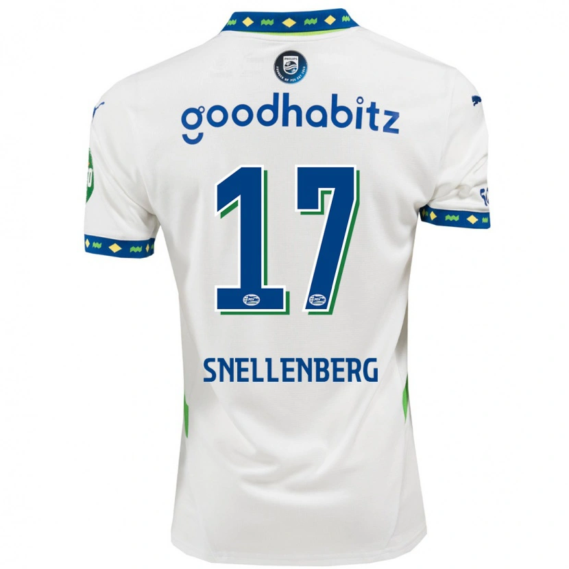 Danxen Niño Camiseta Maxime Snellenberg #17 Blanco Azul Oscuro Equipación Tercera 2024/25 La Camisa