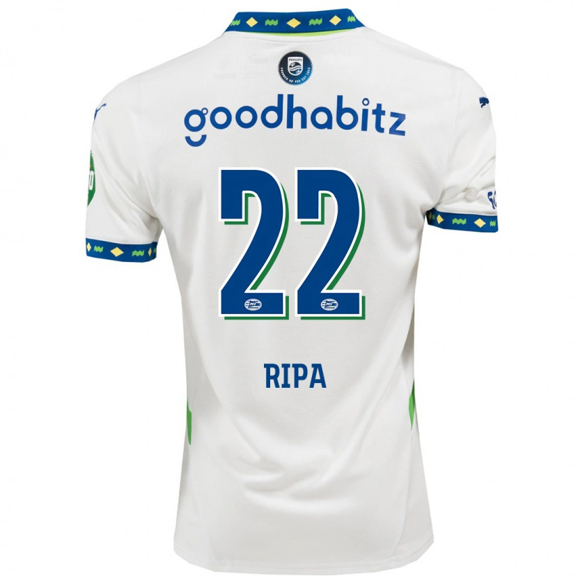 Danxen Niño Camiseta Chimera Ripa #22 Blanco Azul Oscuro Equipación Tercera 2024/25 La Camisa