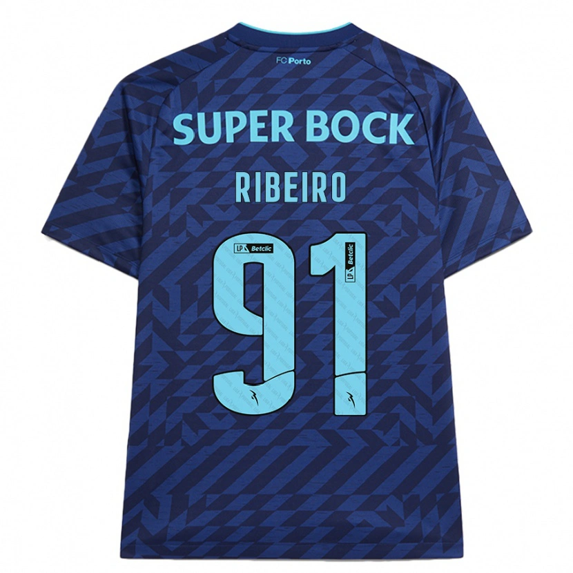 Danxen Niño Camiseta Gonçalo Ribeiro #91 Azul Marino Equipación Tercera 2024/25 La Camisa