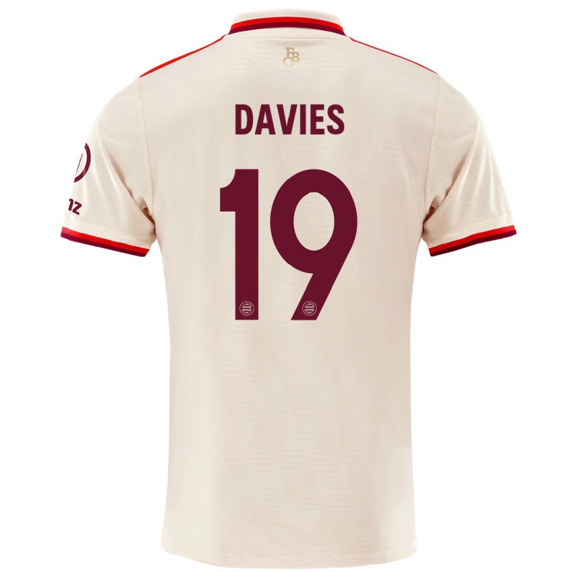 Danxen Niño Camiseta Alphonso Davies #19 Lino Equipación Tercera 2024/25 La Camisa
