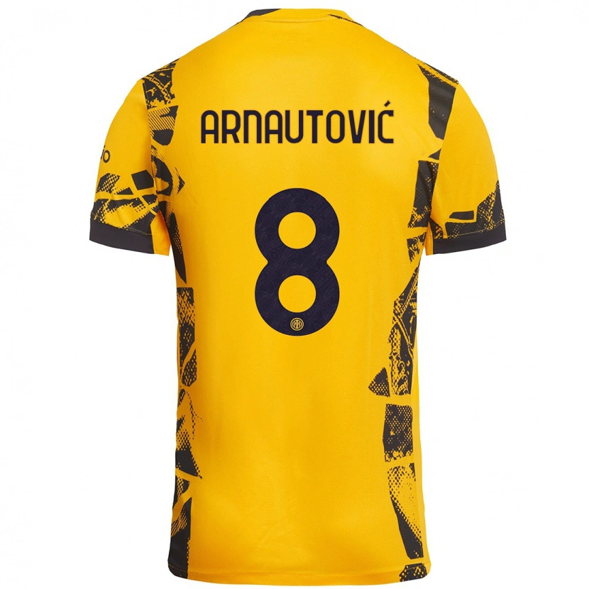 Danxen Niño Camiseta Marko Arnautovic #8 Dorado Negro Equipación Tercera 2024/25 La Camisa