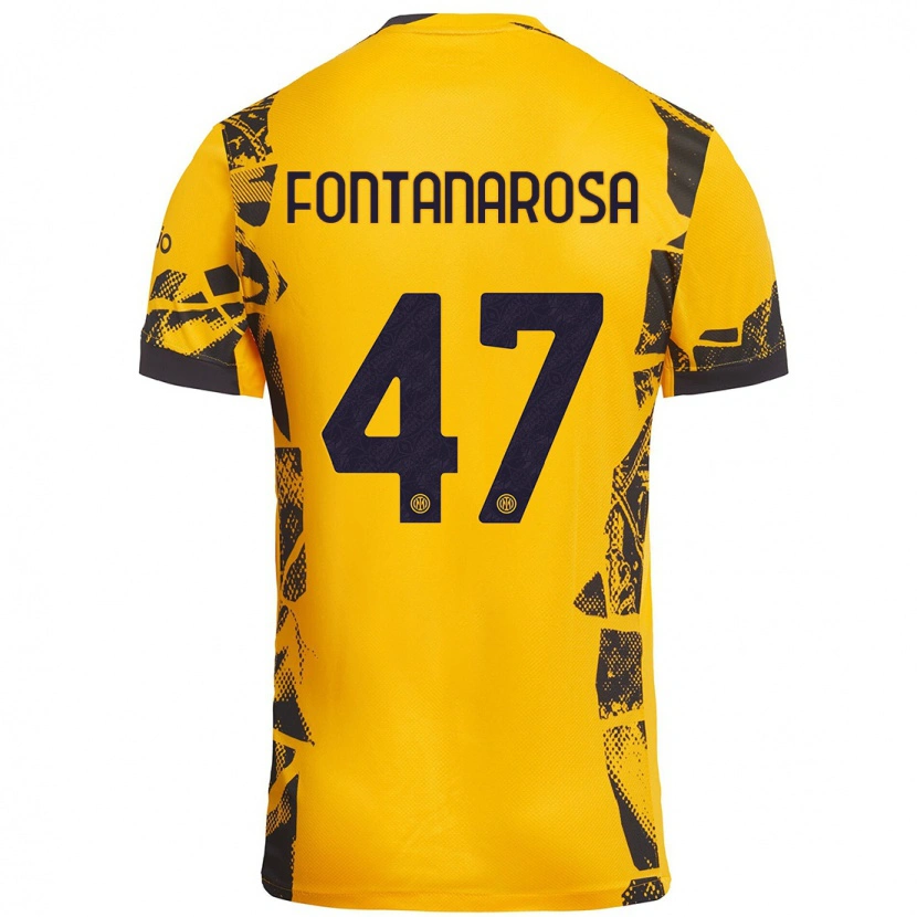Danxen Niño Camiseta Alessandro Fontanarosa #47 Dorado Negro Equipación Tercera 2024/25 La Camisa
