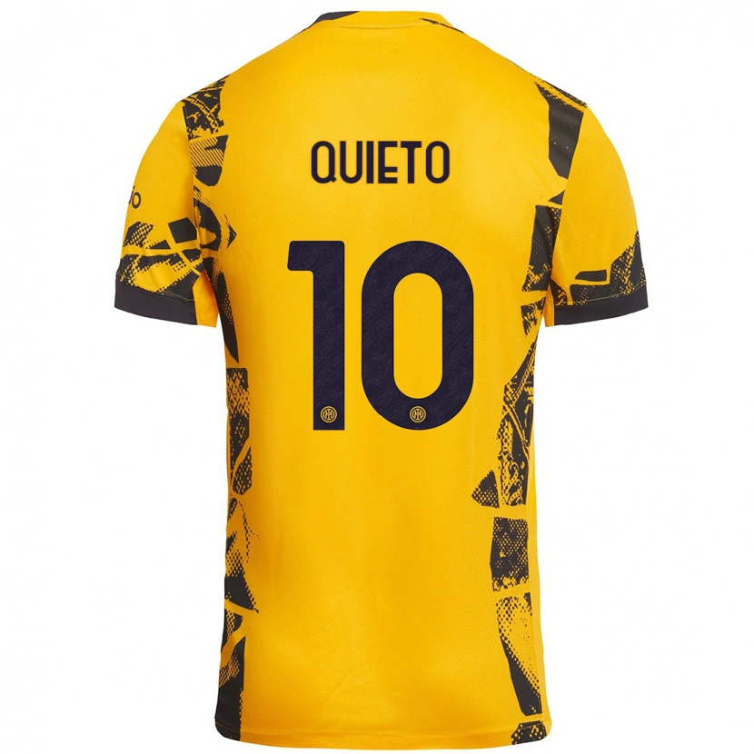 Danxen Niño Camiseta Daniele Quieto #10 Dorado Negro Equipación Tercera 2024/25 La Camisa