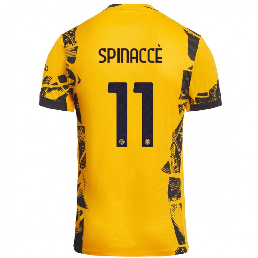Danxen Niño Camiseta Matteo Spinaccè #11 Dorado Negro Equipación Tercera 2024/25 La Camisa
