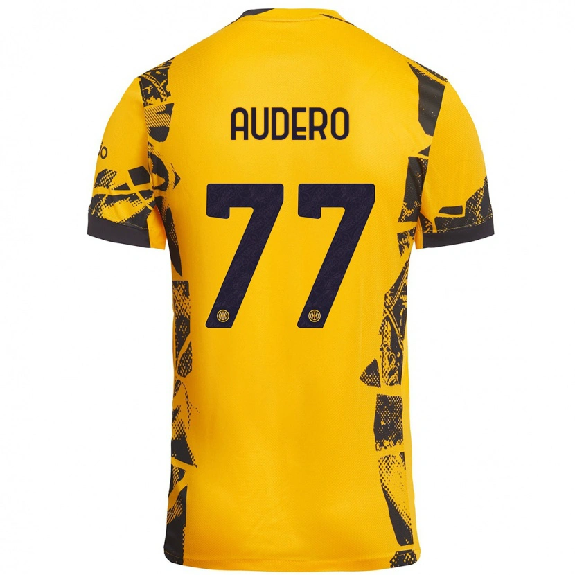 Danxen Niño Camiseta Emil Audero #77 Dorado Negro Equipación Tercera 2024/25 La Camisa