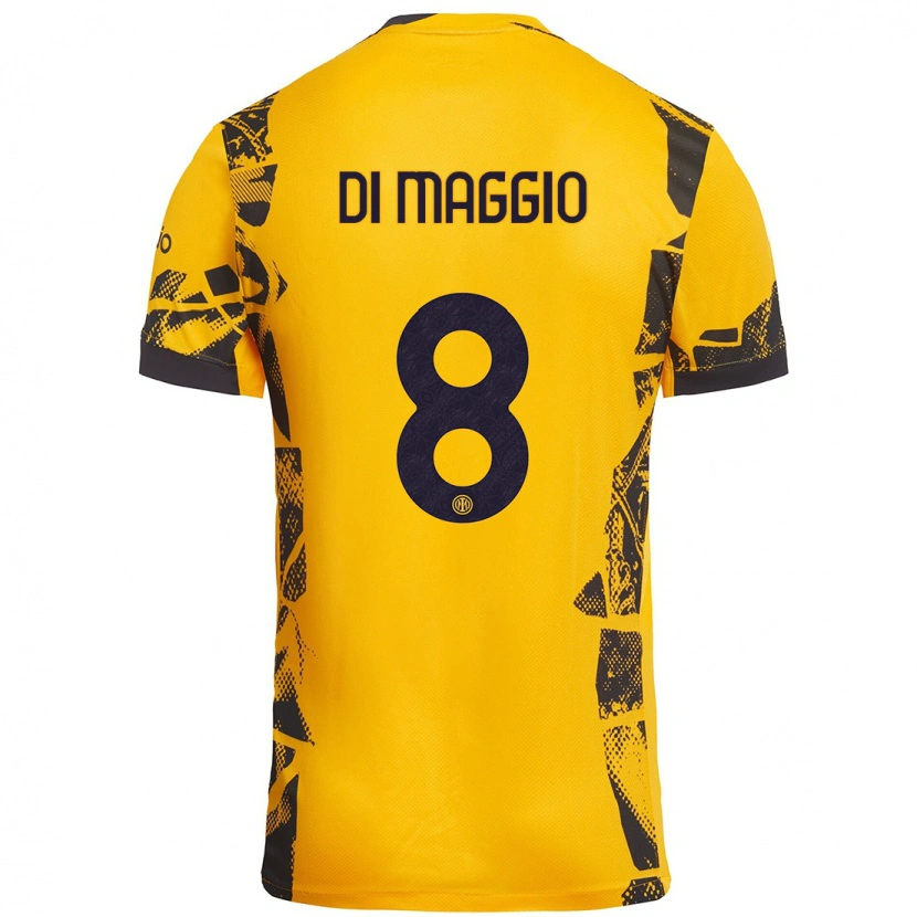 Danxen Niño Camiseta Luca Di Maggio #8 Dorado Negro Equipación Tercera 2024/25 La Camisa