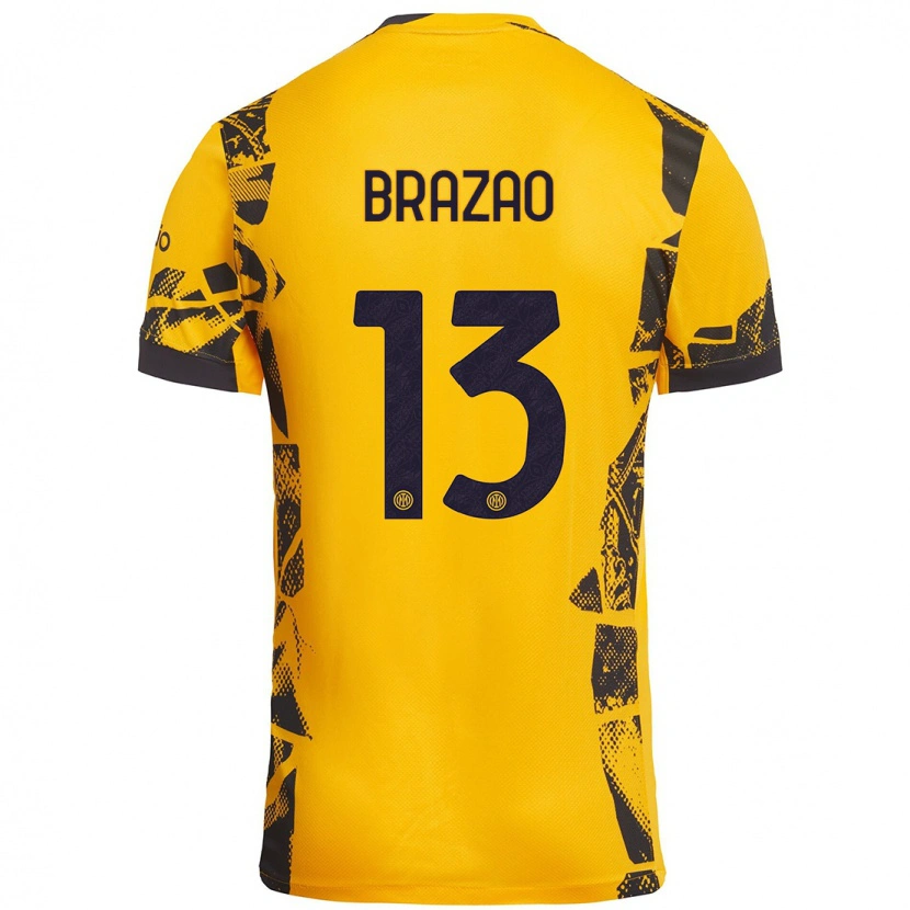 Danxen Niño Camiseta Gabriel Brazao #13 Dorado Negro Equipación Tercera 2024/25 La Camisa