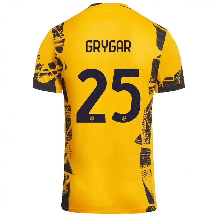 Danxen Niño Camiseta Samuel Grygar #25 Dorado Negro Equipación Tercera 2024/25 La Camisa