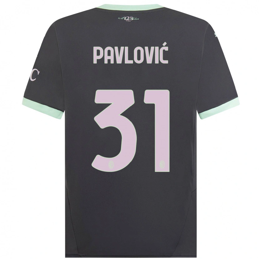 Danxen Niño Camiseta Strahinja Pavlović #31 Gris Equipación Tercera 2024/25 La Camisa