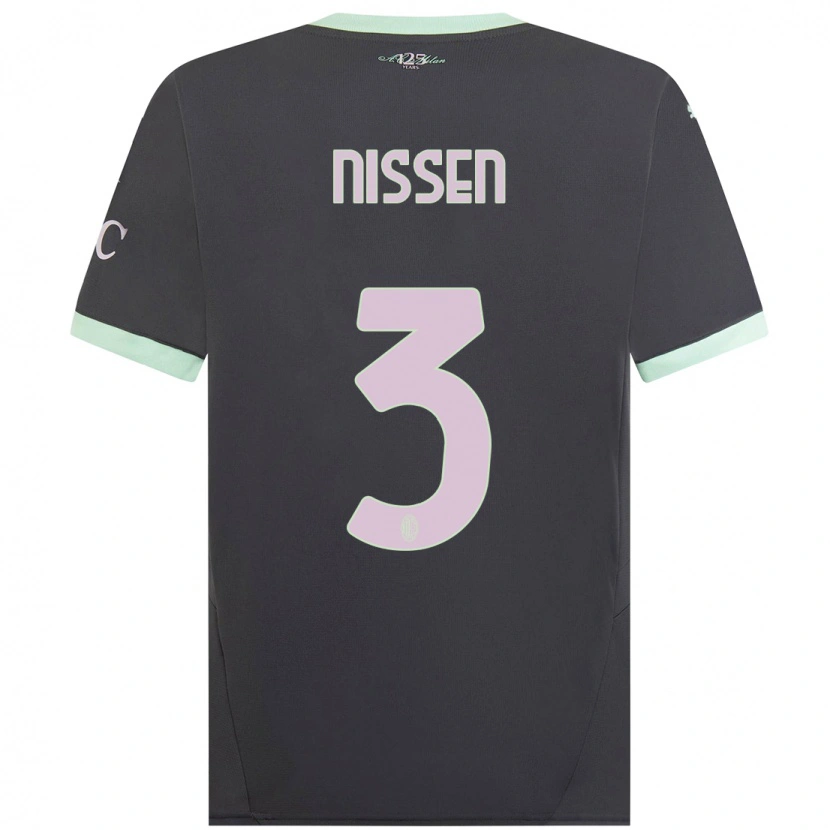 Danxen Niño Camiseta Fredrik Nissen #3 Gris Equipación Tercera 2024/25 La Camisa