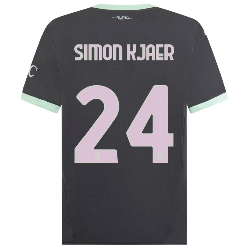 Danxen Niño Camiseta Simon Kjaer #24 Gris Equipación Tercera 2024/25 La Camisa