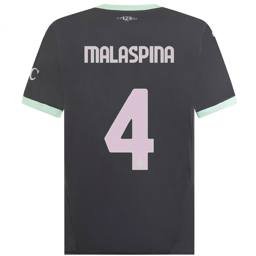 Danxen Niño Camiseta Mattia Malaspina #4 Gris Equipación Tercera 2024/25 La Camisa